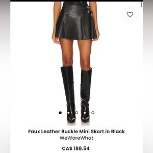 Weworewhat black leather skirt with pleats